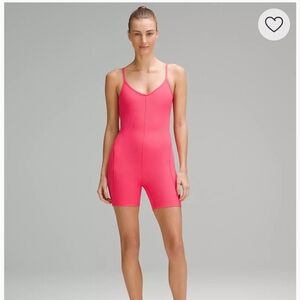 Ribbed contoured unitard, 6 inch inseam, glaze pink color, size 6